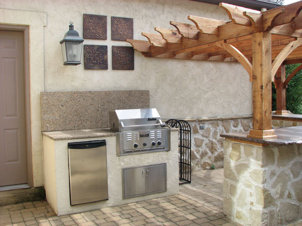 Outdoor Grill and Refrigerator Cooking area